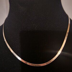 A.T. ITALY 925 STERLING SILVER TEXTURED HERRINGBONE NECKLACE 18"